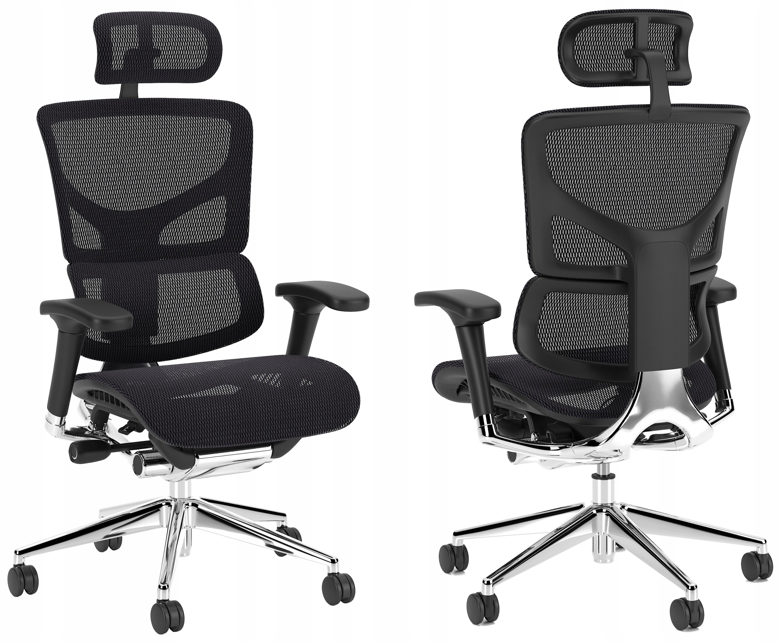 Ergonomiczny fotel obrotowy do biurka ERGO1 Czarny siatkowy Nowy Styl