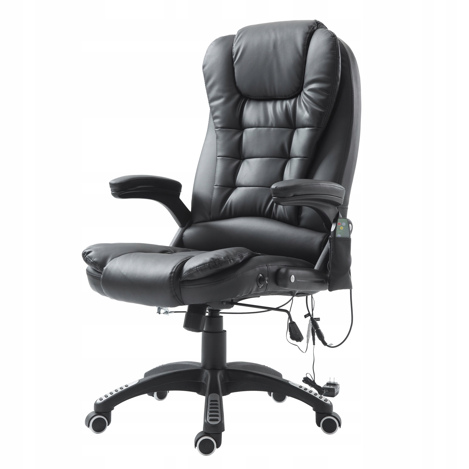 Fotel Z Masażem i Ogrzewaniem Pilotem Czarny