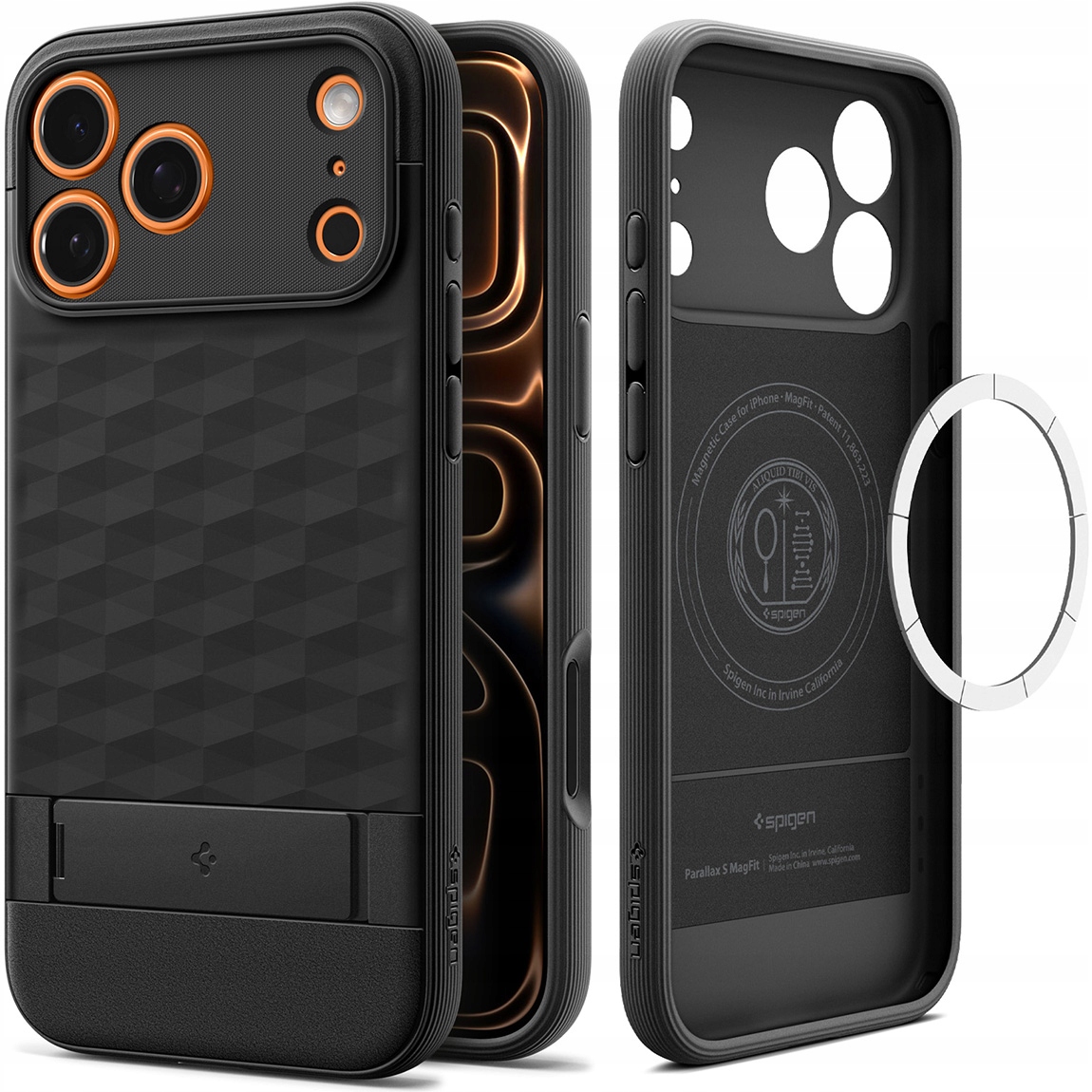 Pouzdro pro iPhone 17 Pro, Spigen Parallax S Mag, pouzdro pro MagSafe stojánek