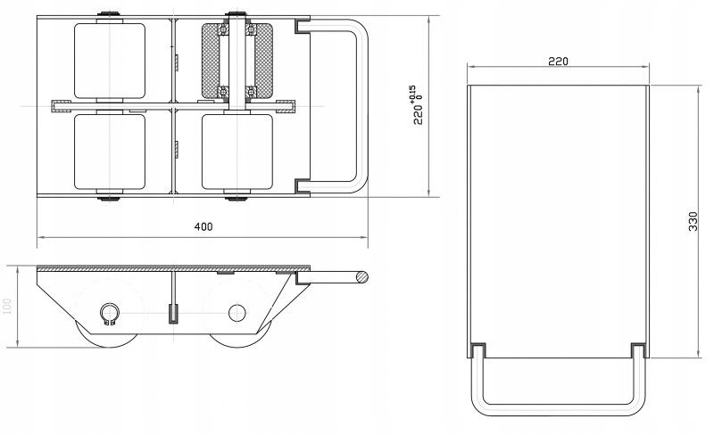 ROLKI TRANSPORTOWE 3000kg PLATFORMA TRANSPORTOWA 3T DO MASZYN MEBLI RT3 Marka Viber-System