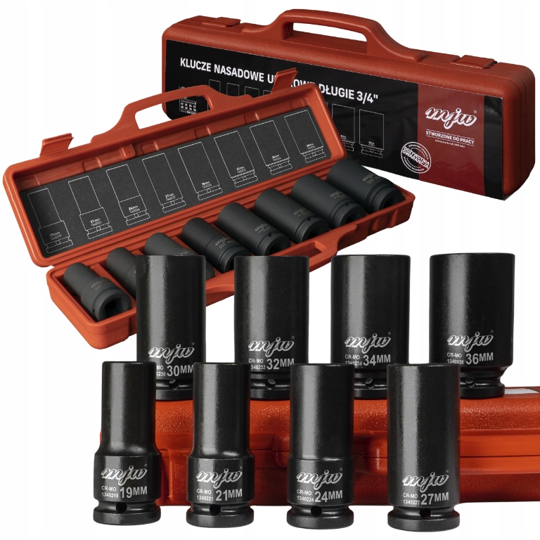 MJW Zestaw nasadek udarowych długich 3/4"