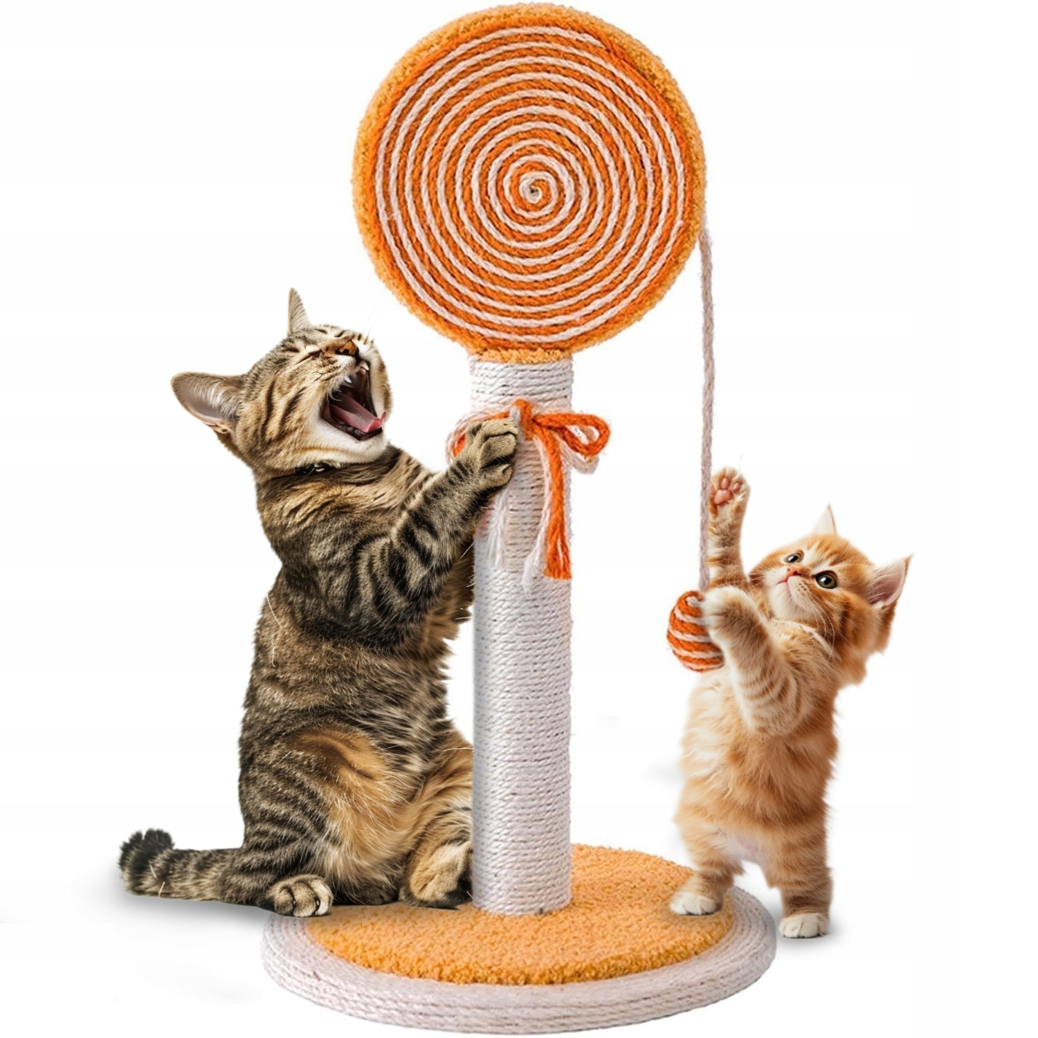 Levně Lízátko Roztomilý sisalový škrabák pro kočky s pomerančovým míčkem