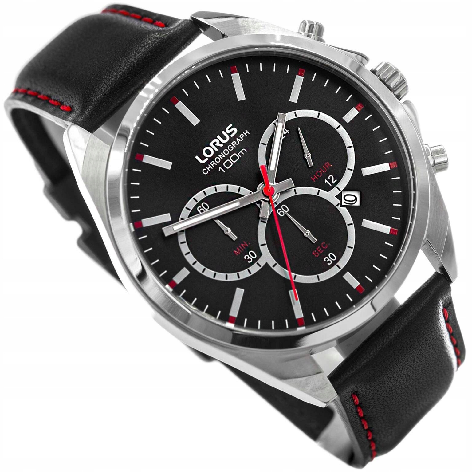 Pánské Hodinky Lorus RT369GX9 Černé Na Řemínku Chronograf Stopky Datum 100M
