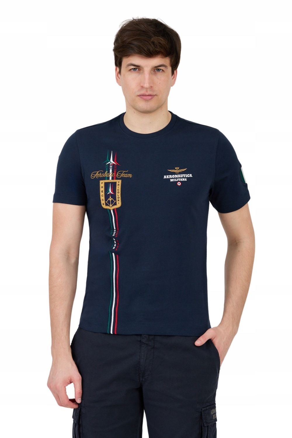 AERONAUTICA MILITARE Tmavomodré tričko Frecce Tricolori Short Sleeve 3XL