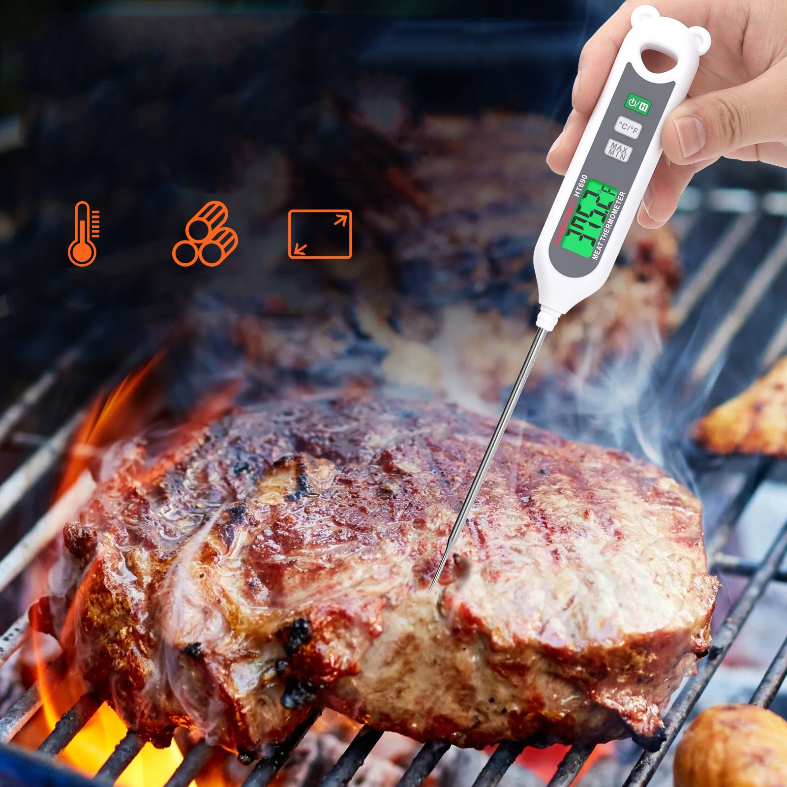 ELEKTRONICZNY TERMOMETR KUCHENNY PIN Z SONDNĄ CYFROWY DO MIĘS HT690 Model HT690