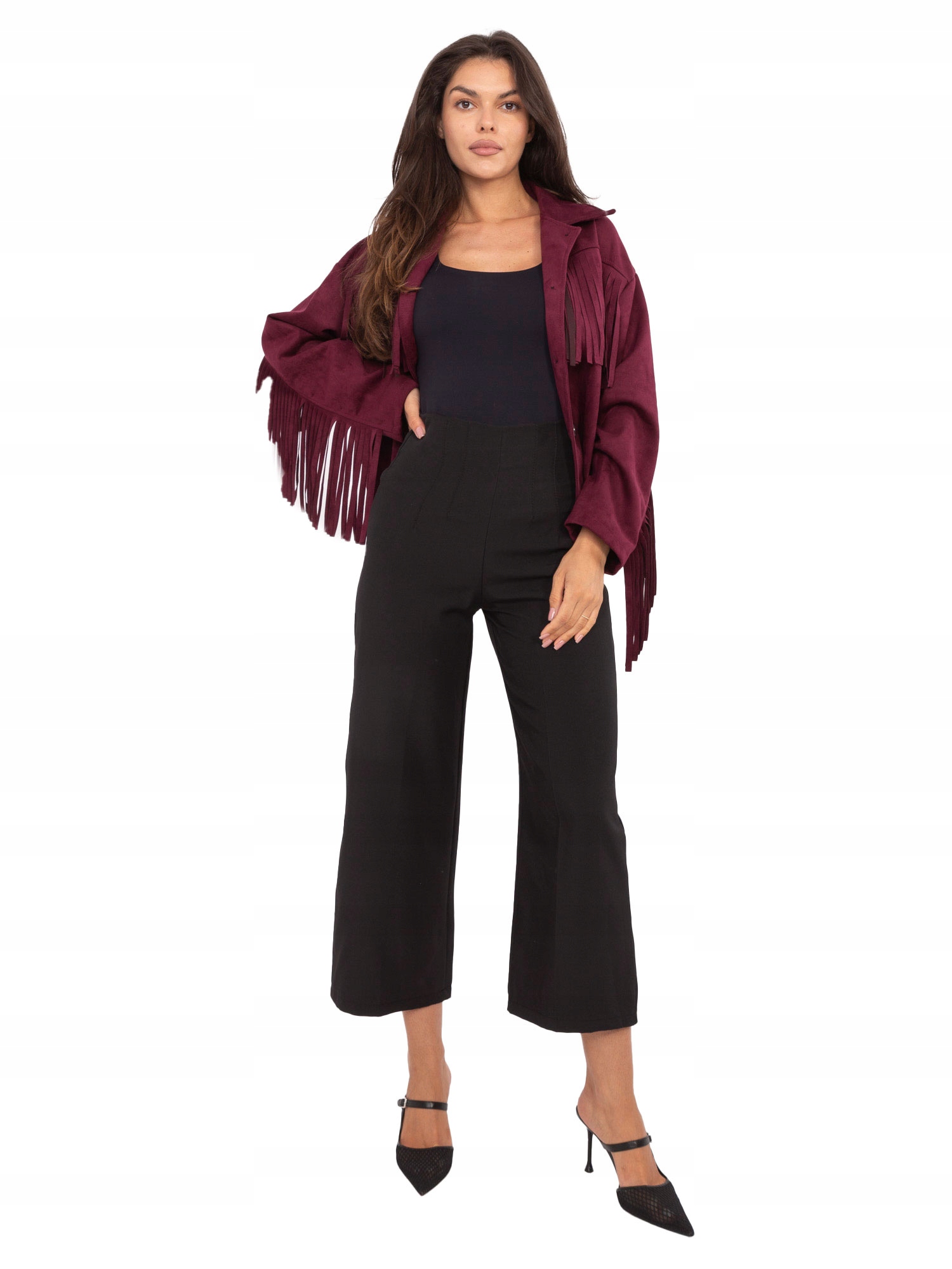 Spodnie Materiałowe Kuloty Damskie Szerokie