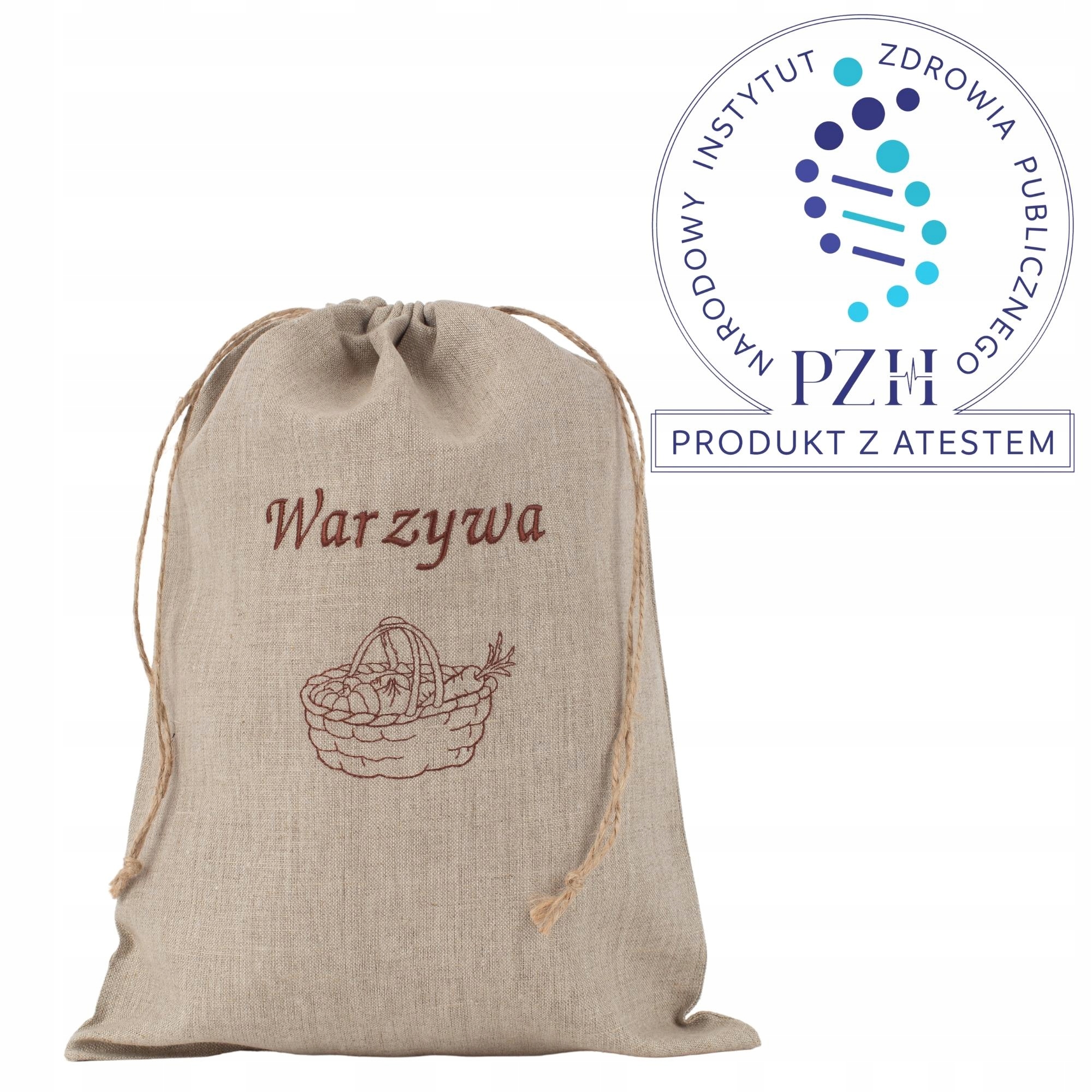Lniany worek na warzywa 33x45 cm XXL Haft Eko