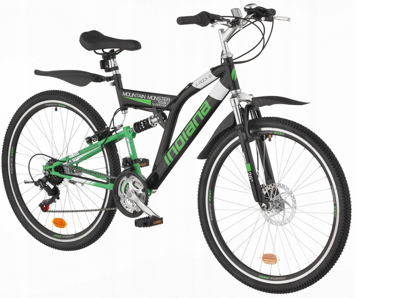 Rower młodzieżowy Indiana X-Rock 1.6 26 cali dla chłopca Czarno-zielony