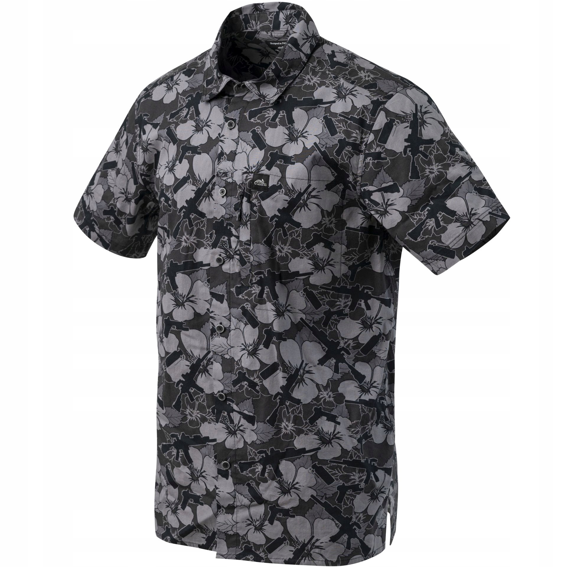 Koszula Helikon z Krótkim Rękawem Bawełniana Hawajska Dark Ops Regular - L