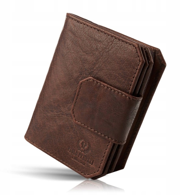 SKÓRZANY PORTFEL DAMSKI Z OCHRONĄ RFID BRĄZOWY