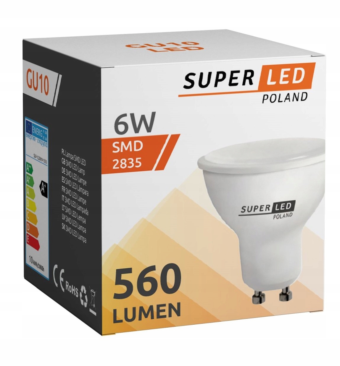 Żarówka GU10 6W LED =50W ZIMNA SuperLED Kod producenta 1369