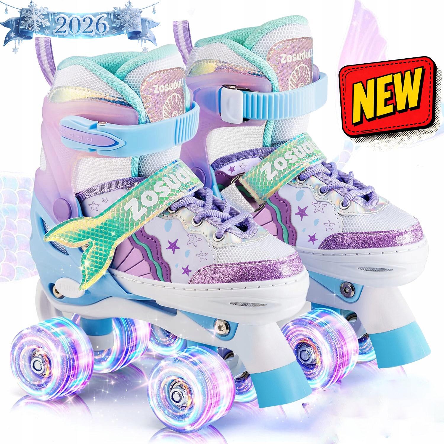 Klasické Kolečkové Brusle Pro Děti S Podsvícenými Kolečky, 4 Velikosti, Nastavitelné