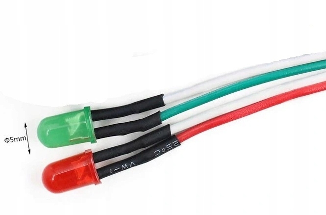 

Dioda Led 5mm Czerwona Zielona dł kabla 65cm
