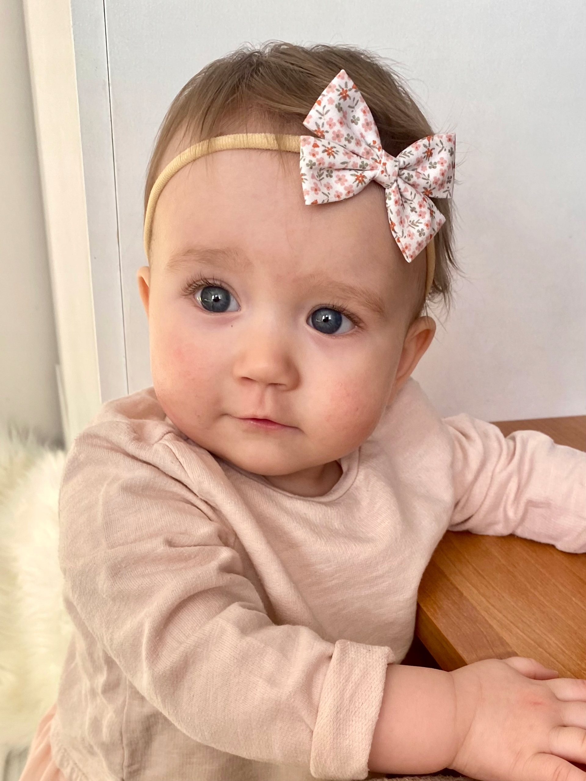 Opaski na głowę niemowlęce zestaw 3szt, kokardki biel, pudrowa, koronka Kolor wielokolorowy