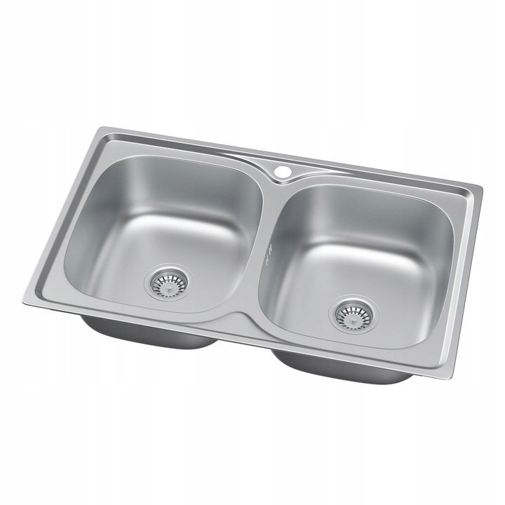 Oceľový Dvojkomorový Dekor Chrómový Nanášač 80x50 Drez Sifón