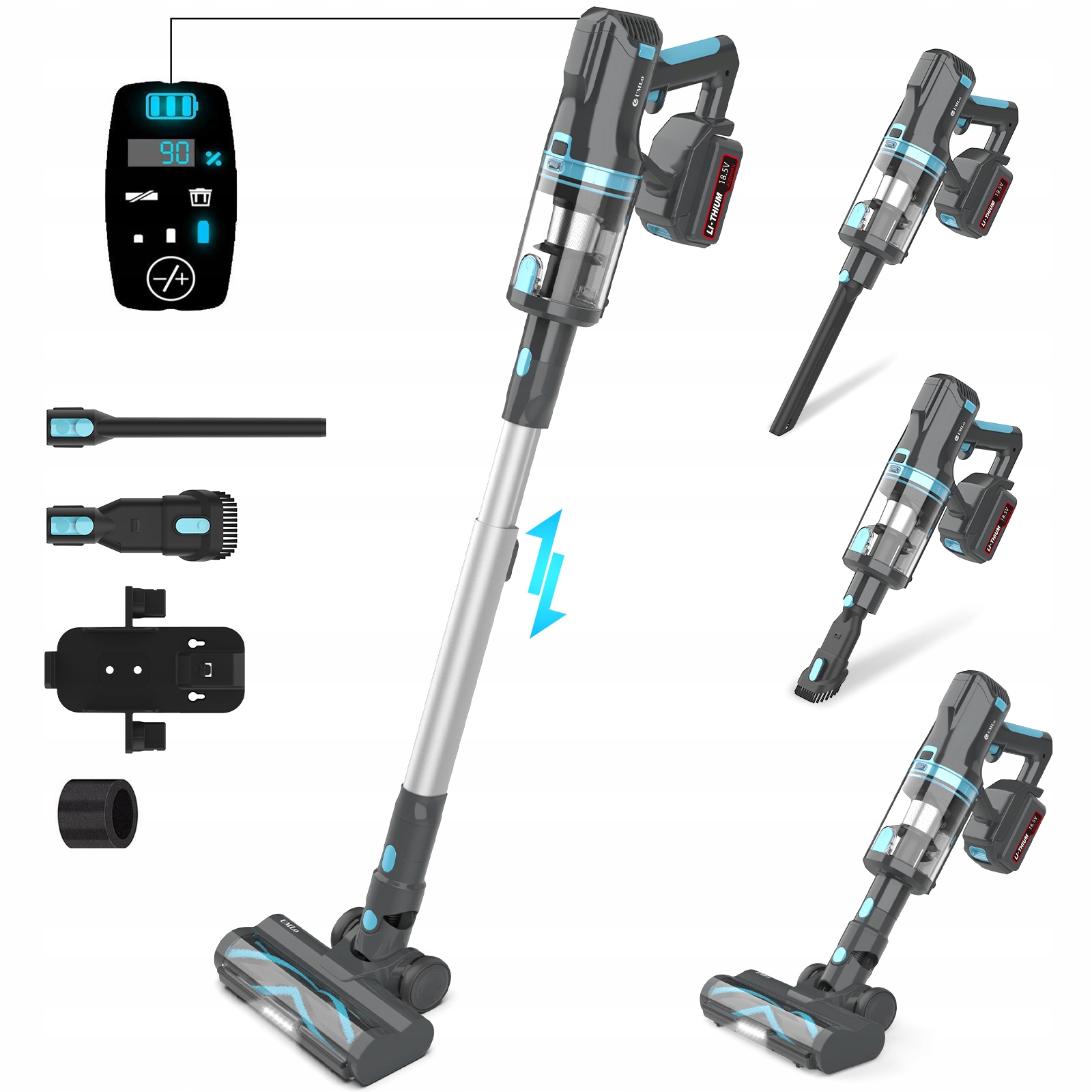 Akumulatorowe odkurzacze podłogowe Stick Vacuum 8 w 1 Hepa 4000 mAh, 60 min