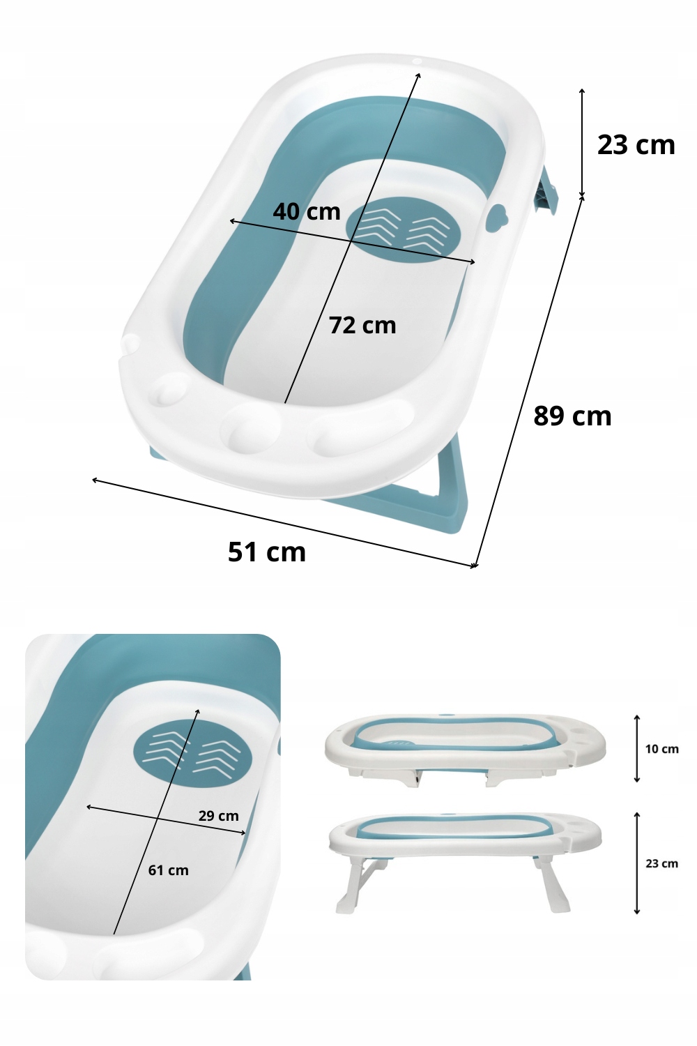 Wanienka składana MyToy dla dziecka, Poduszka, Mata, Zabawka, duża wanna Materiał silikon