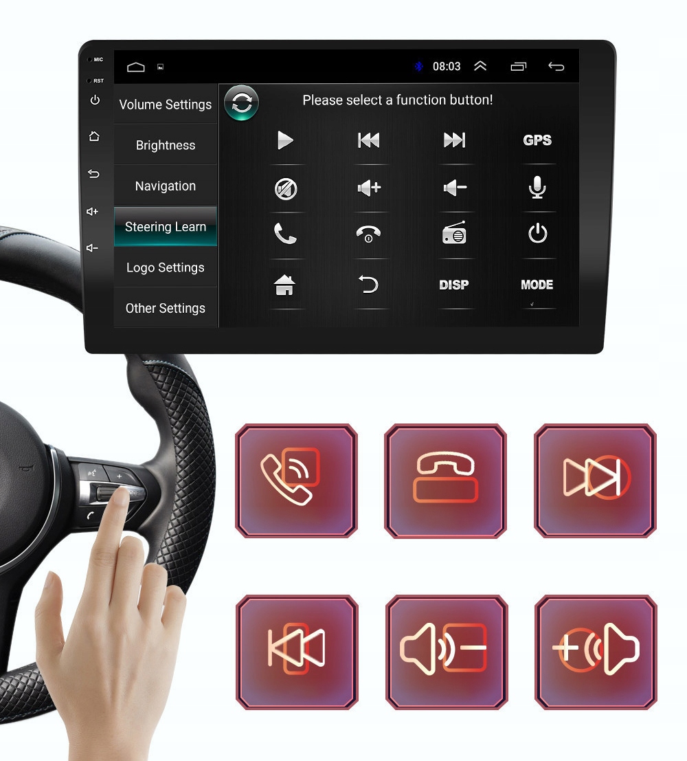 RADIO 2DIN ANDROID GPS dla Renault Clio 3 CLIO3 2005-2014 Złącza AUX RCA Pre-out (przedwzmacniacz) RCA Sub-out (subwoofer) USB