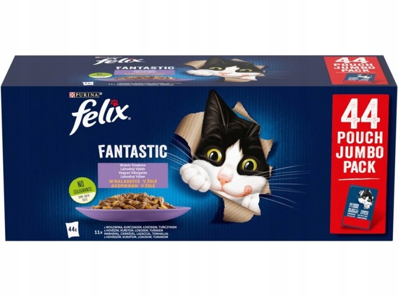 Levně Krmivo mokré Felix Fantastic Mix 85 g 44 ks Kuřecí maso Losos Tuňák