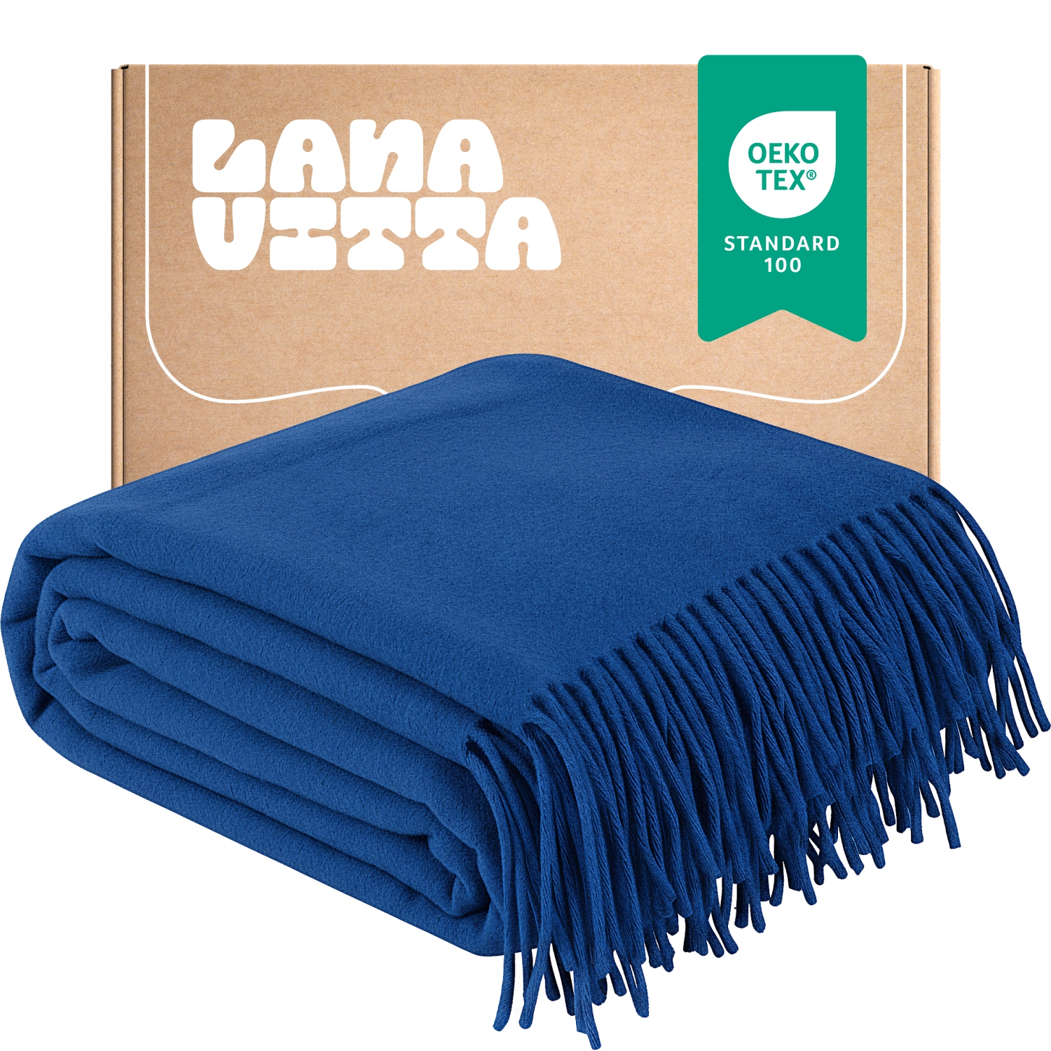 Vlněná deka "Leon" teplá, 100% australská vlna, pléd modrý 140x200 cm