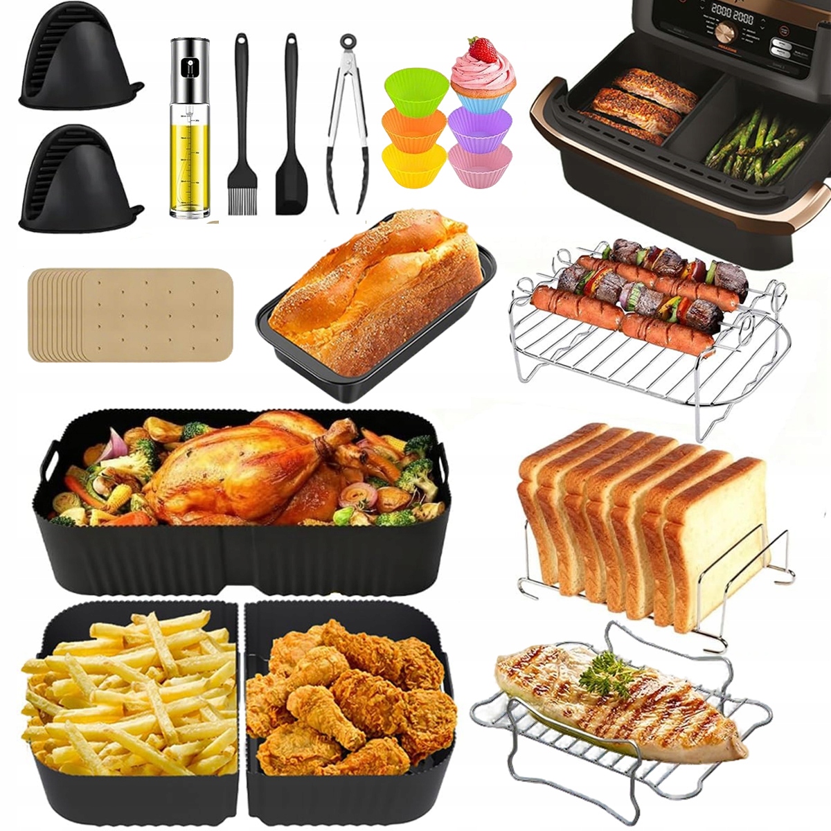 Zestaw 24EL Akcesoria Do Frytkownicy Ninja Foodi Flexdrawer Air Fryer 10,4L