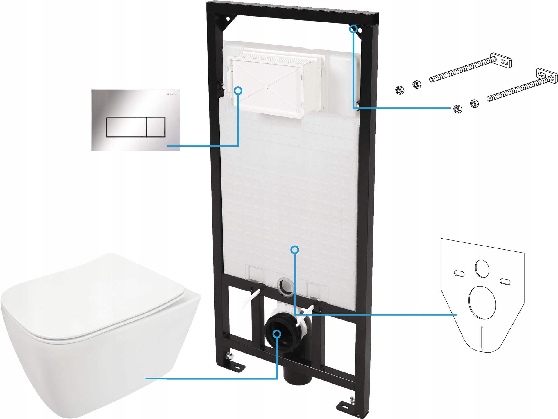 Deante Hiacynt New Zestaw Wc podtynkowy 6 w 1