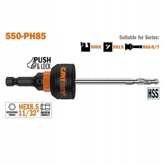Cmt 550-PH85 Vodicí Vrták Hex 8,4
