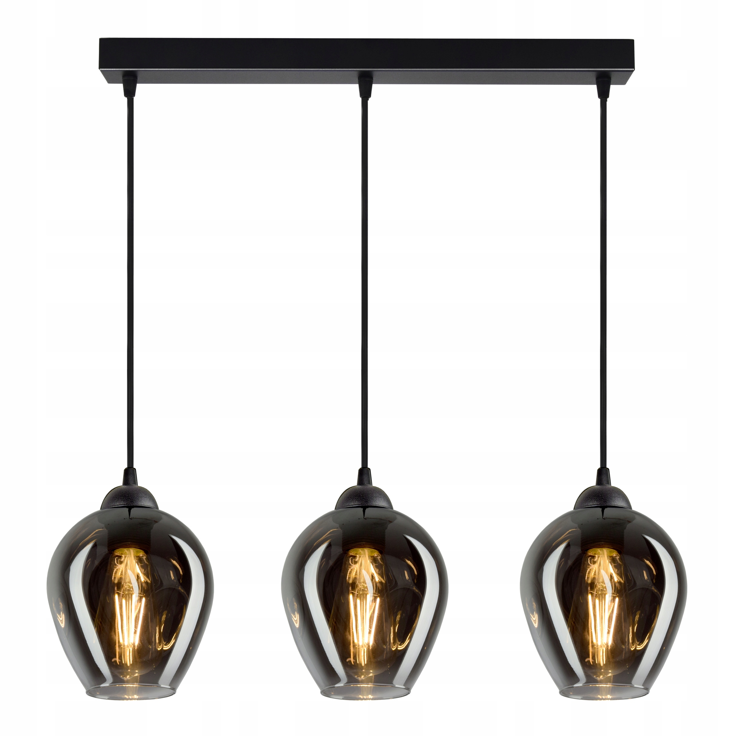 

Lampa Wisząca Żyrandol Plafon 3 Klosze Grafit Led