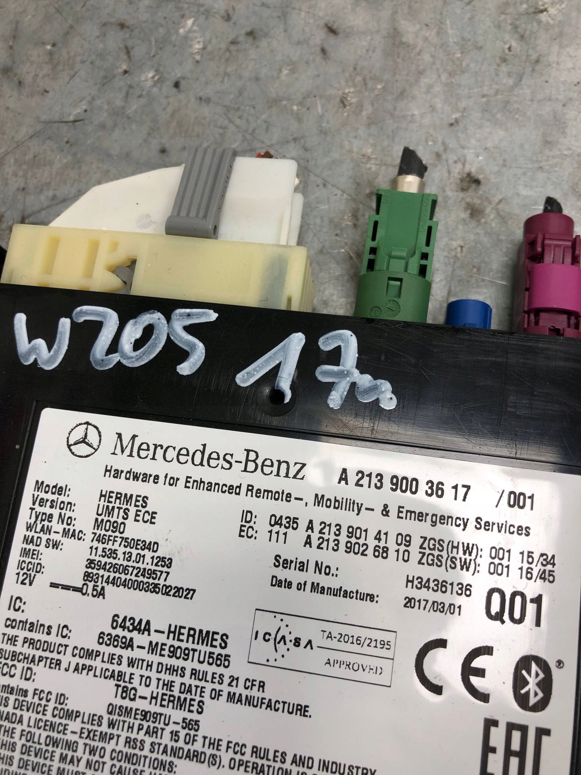 module BLUETOOTH MERCEDES W205 A2139003617