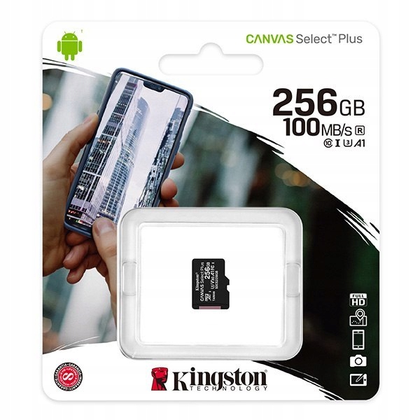 Kingston karta Canvas Select Plus, 256GB, micro SDXC, SDCS2/256GBSP, UHS-I Pojemność karty 256 GB