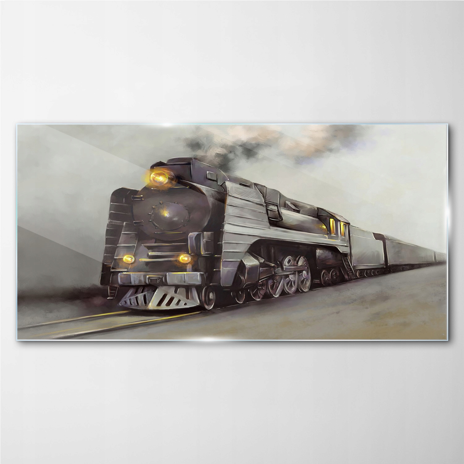 

Obraz na ścianę szkło Pociąg dym mgła szyny 140x70