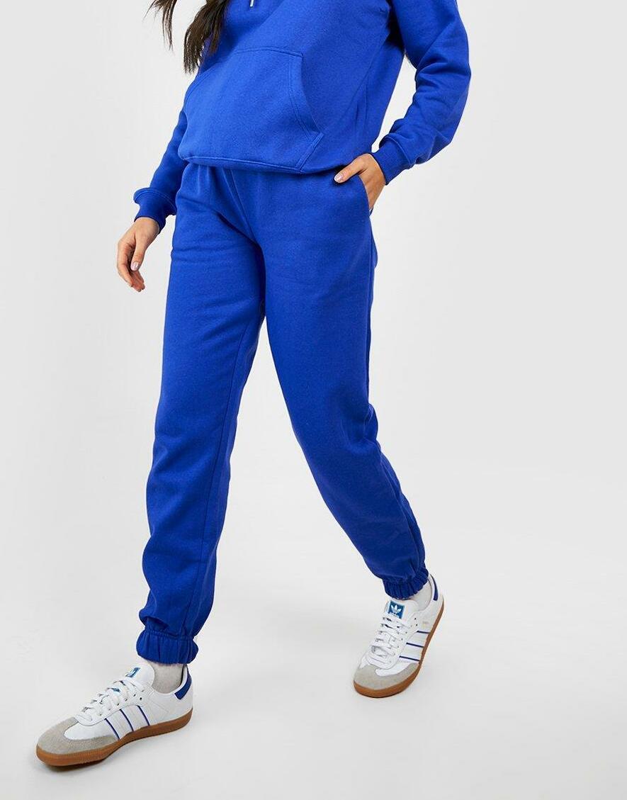 CIĄŻOWE KLASYCZNE NIEBIESKIE DŁUGIE SPODNIE DRESOWE BOOHOO 38