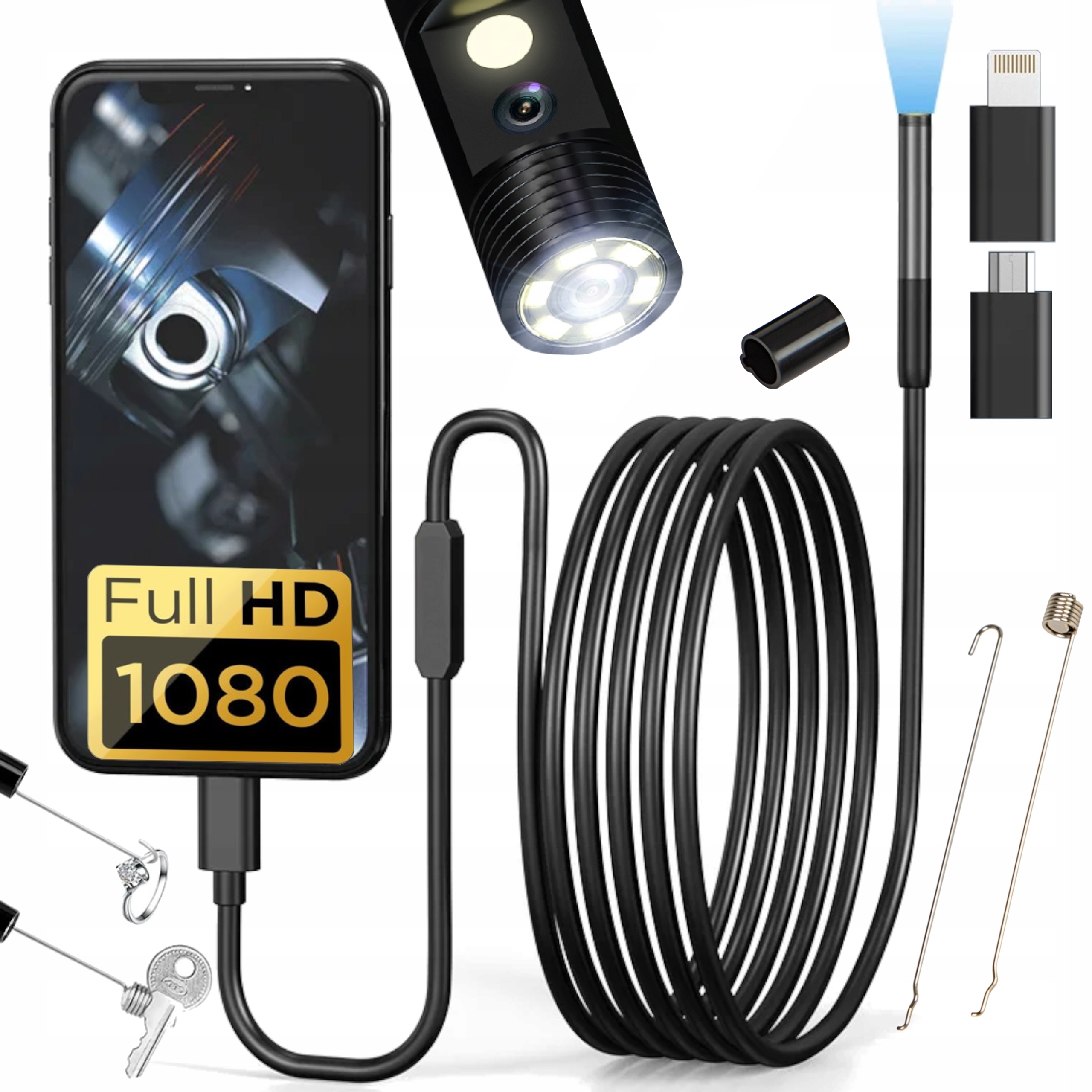 Endoskopická Inspekční Kamera 2 M Usb-c Telefonu, Aplikace Hdd, Dvě Kamery