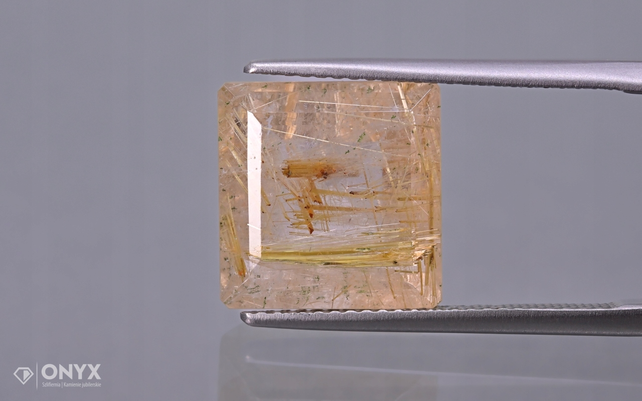 Křemen s rutilem fazetovaný čtverec 12x12 mm