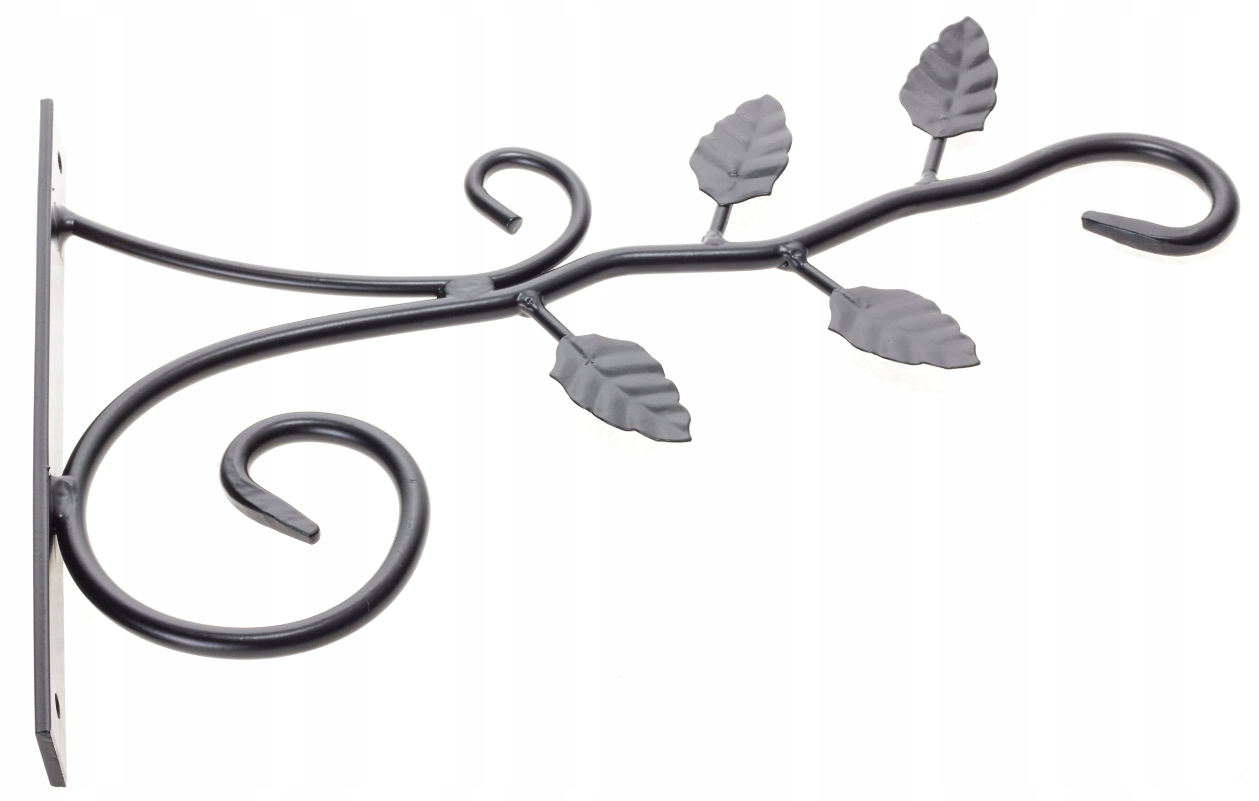 CZARNY DEKORACYJNY UCHWYT KWIETNIKA KUTY WIESZAK NA DONICZKĘ LISTKI STALOWY Materiał wykonania metal