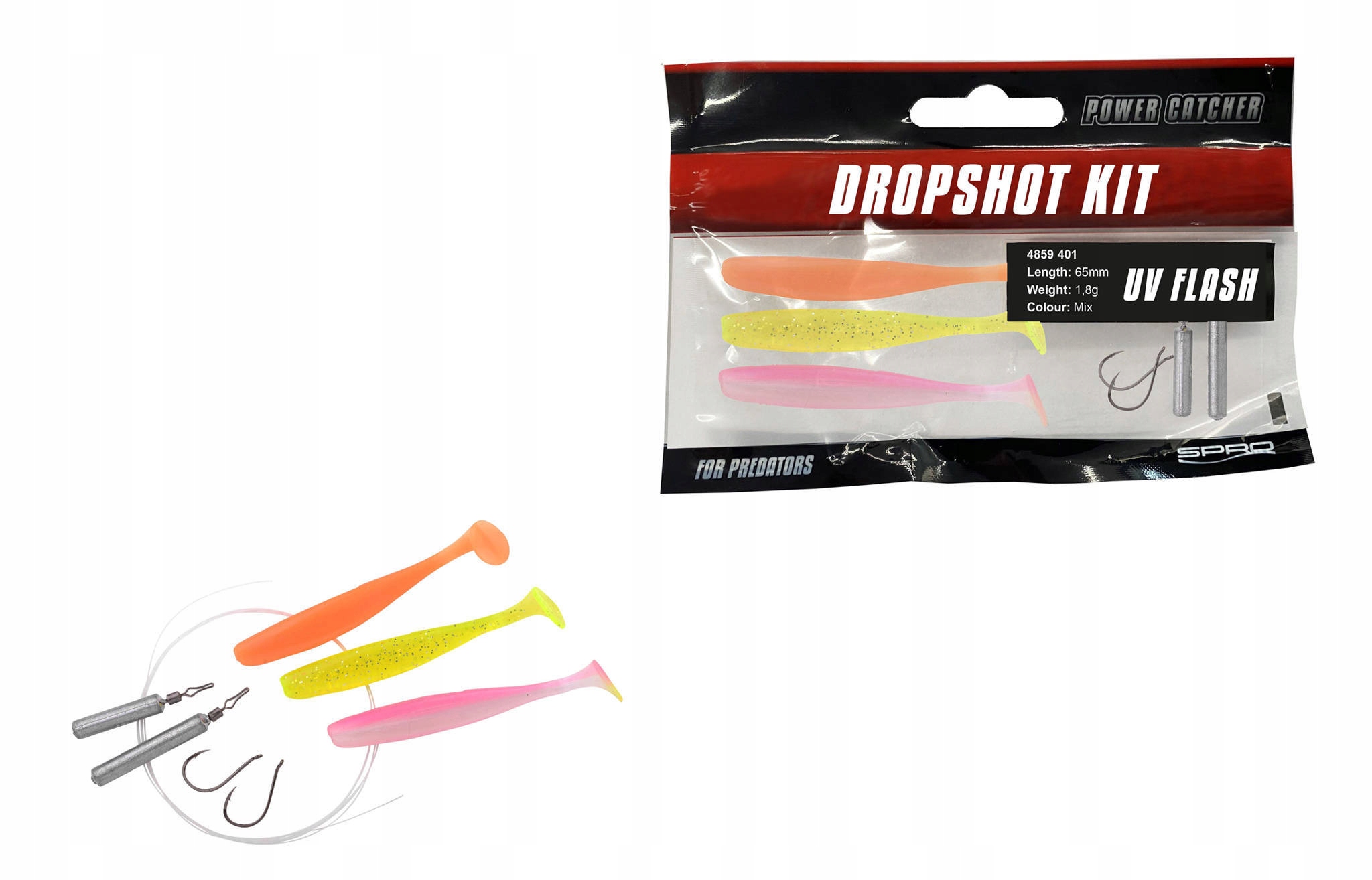 Zestaw Spro Powercatcher Dropshot Uv Flash