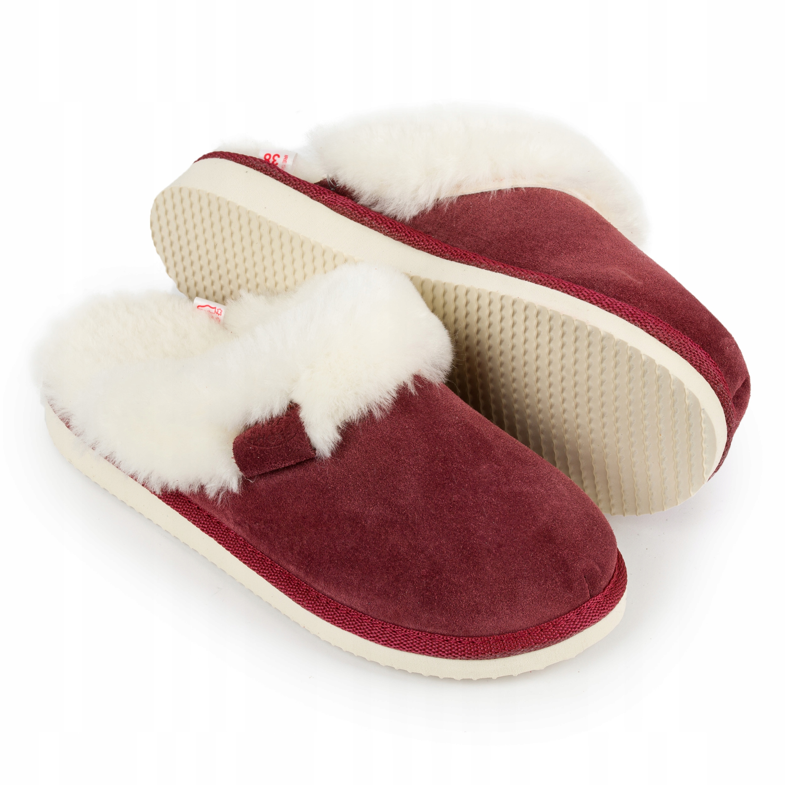 Dámské pantofle s vlnou, červená barva, vel.