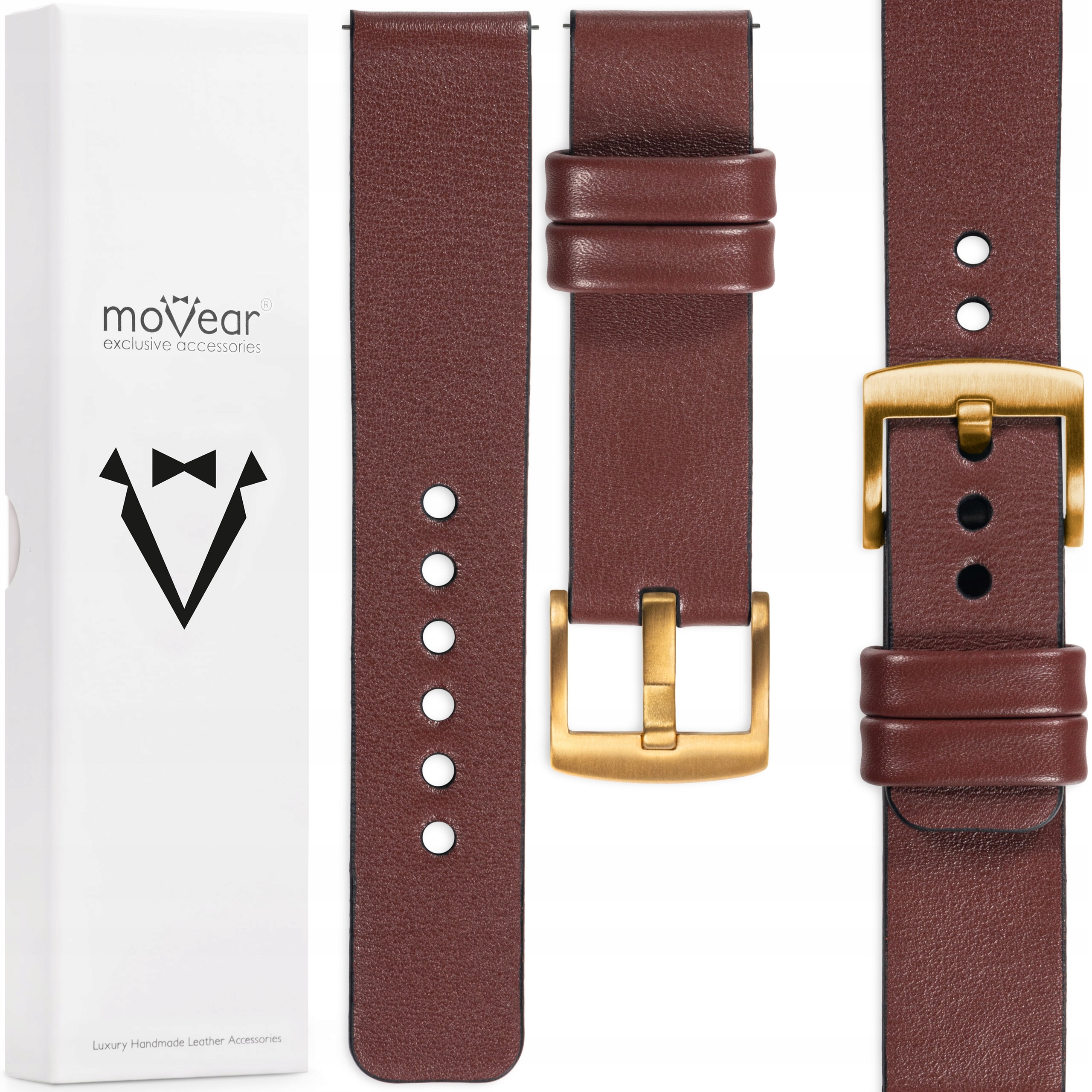 Prémiový kožený řemínek 24 mm pro hodinky, elegantní a stylový Movear