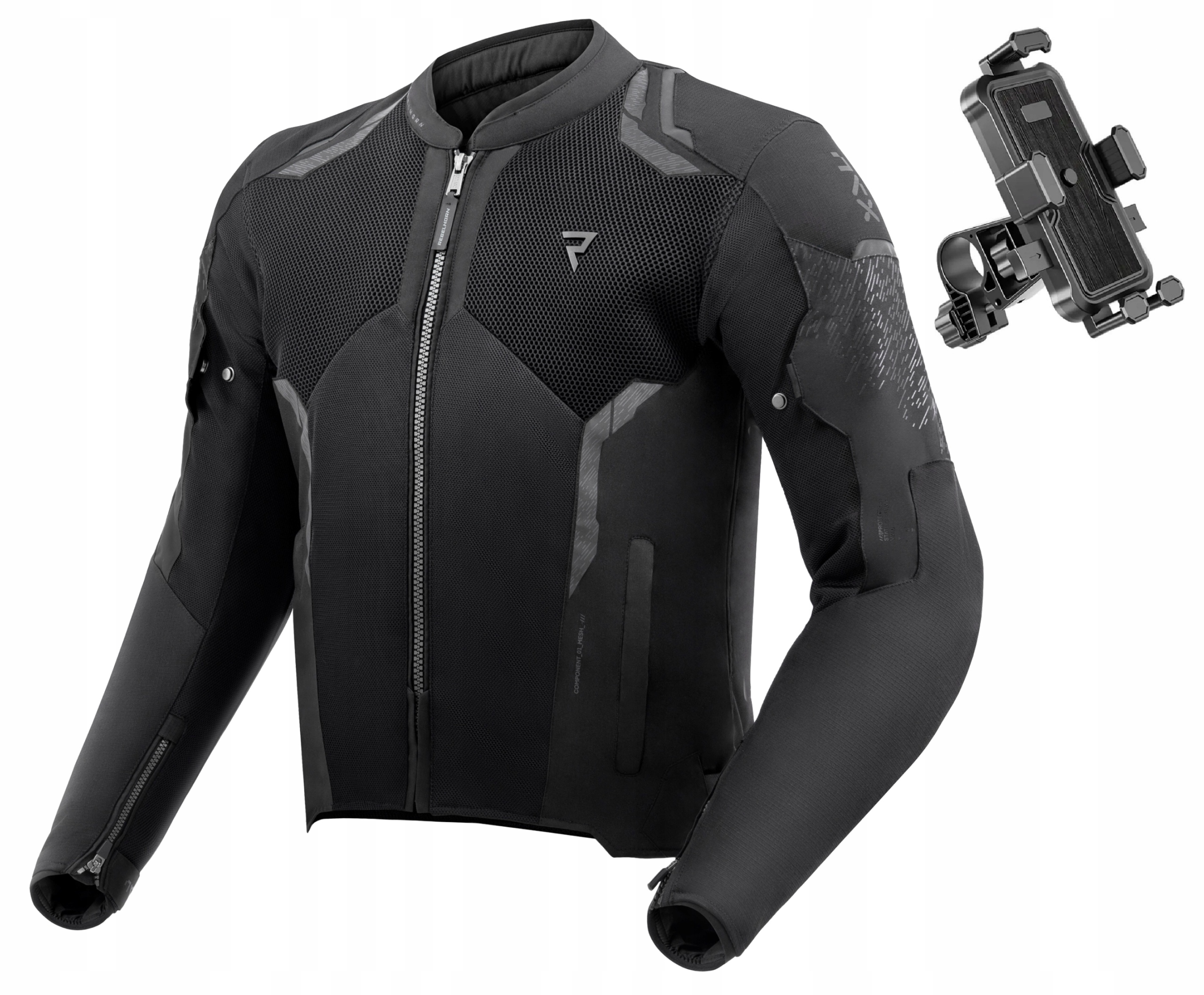 Textilná motocyklová bunda Rebelhorn Jax čierna XXL s držiakom zdarma