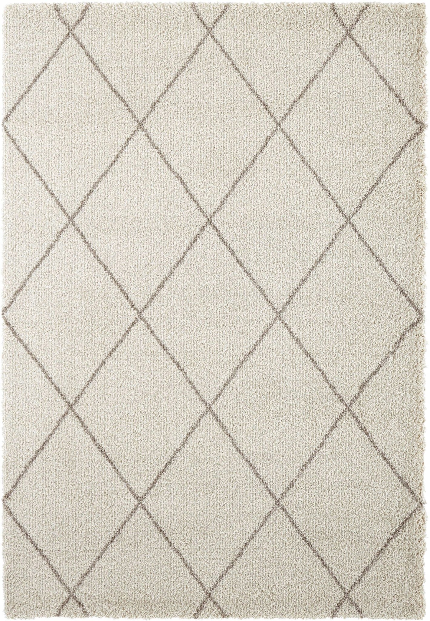 Koberec Shaggy do obývacího pokoje 160 x 230 cm, béžovo šedý boho vzor, měkké štětiny