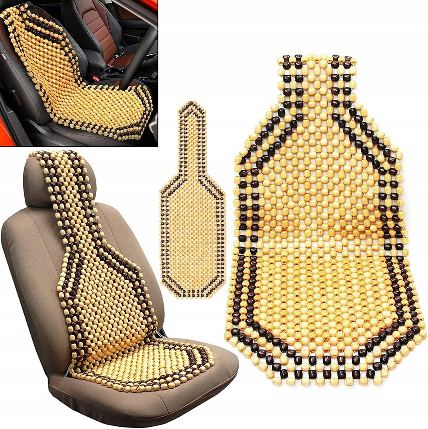 Mata Koralikowa na Fotel Samochodowy Siedzenie do Samochodu Fotele Auta