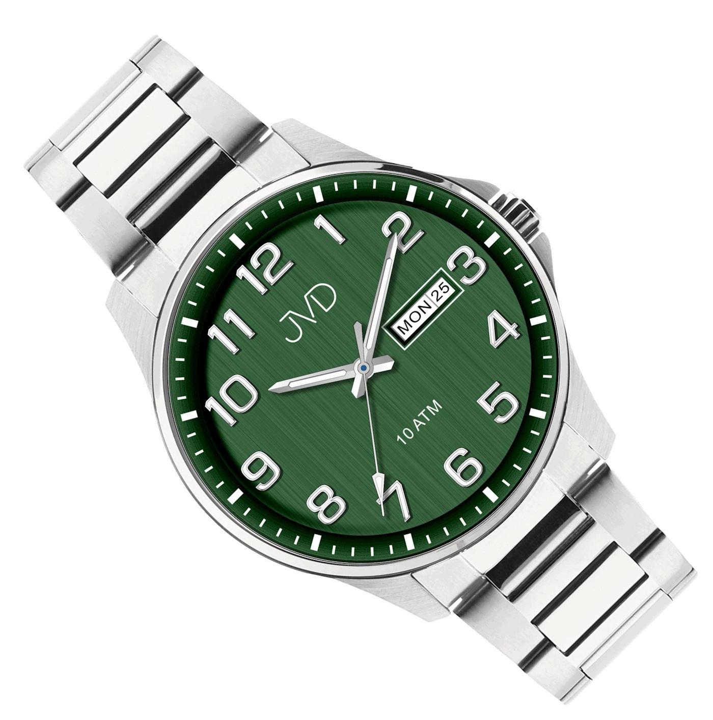 Zelené Ocelové Pánské Vodotěsné Hodinky Jvd JE611.9 Datumovka 43 mm
