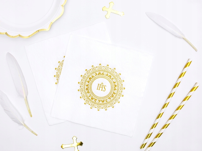 PIĘKNE Serwetki IHS 20 sztuk na I KOMUNIĘ ŚWIĘTĄ ! Marka Party deco