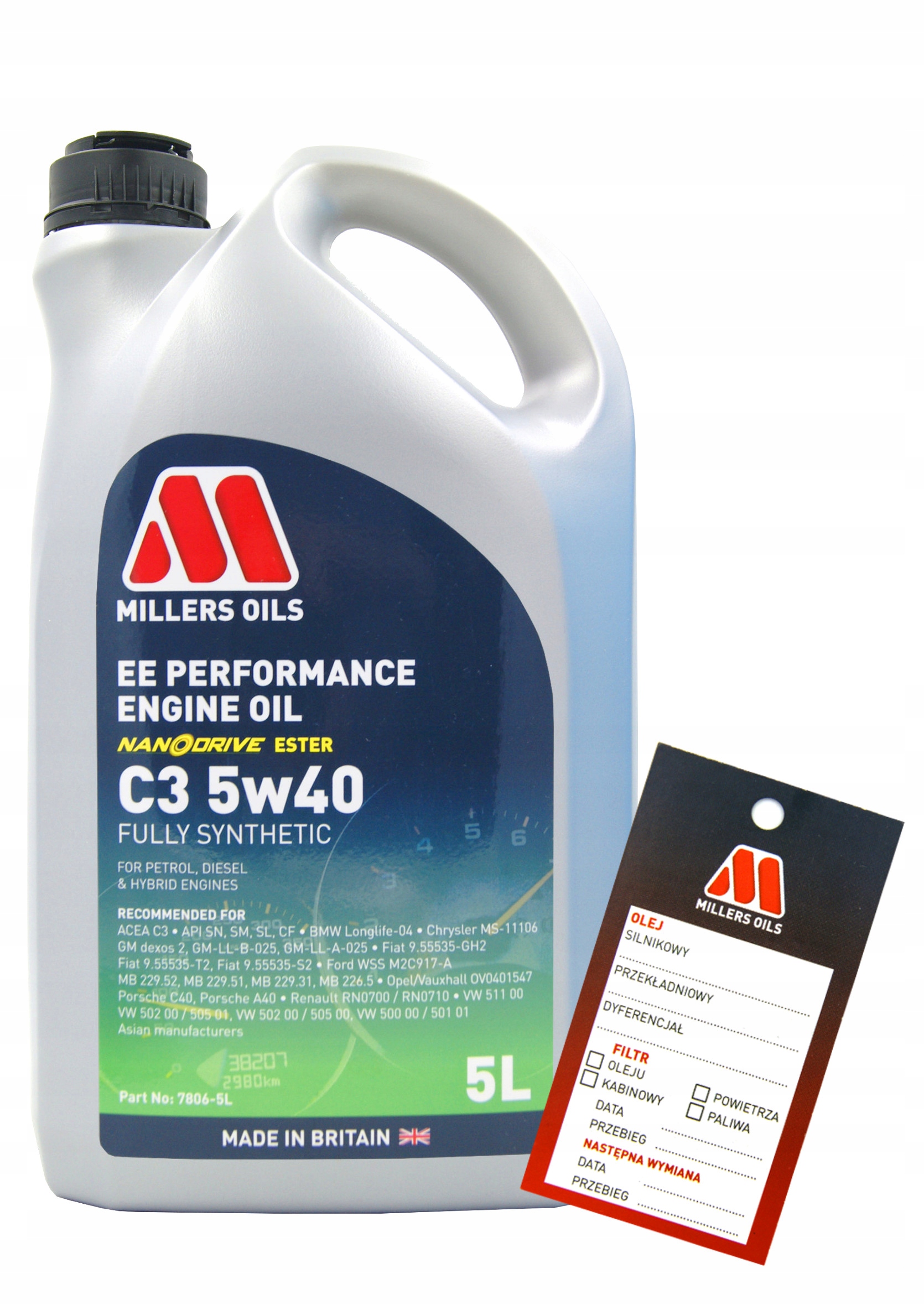 

Millers Oils Ee Performance C3 5W40 5L Certyfikat