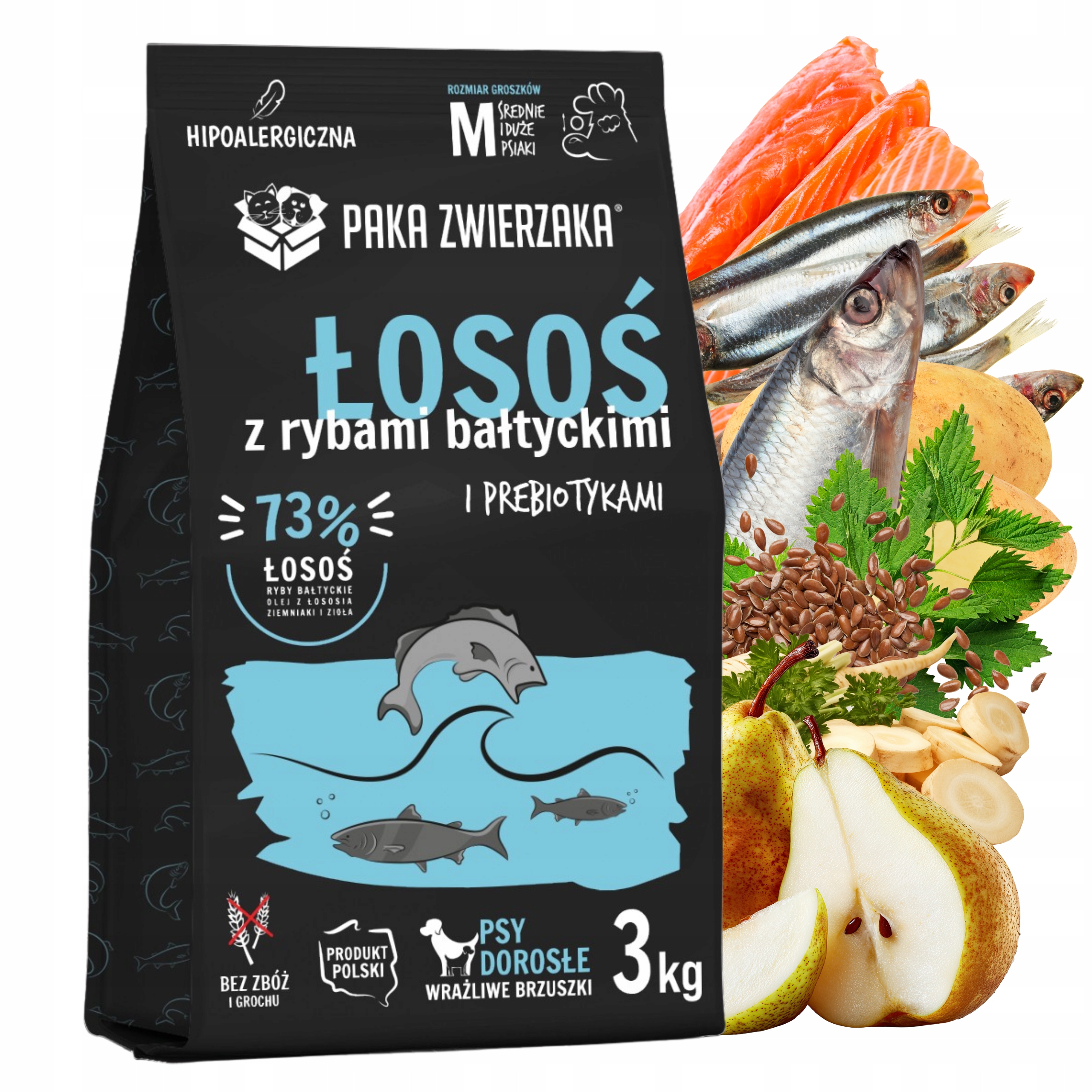 Krmivo pro psy Paka Zwierzaka losos s baltskými rybami M 3 kg