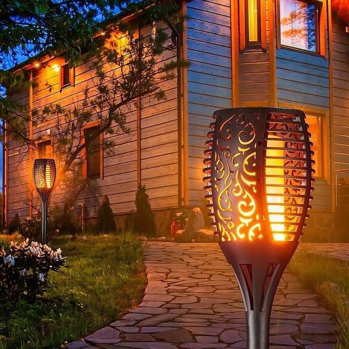 LED SOLAR LAMP TORCH EFFECT FLAME FIRE x4 Домінуючий колір чорний