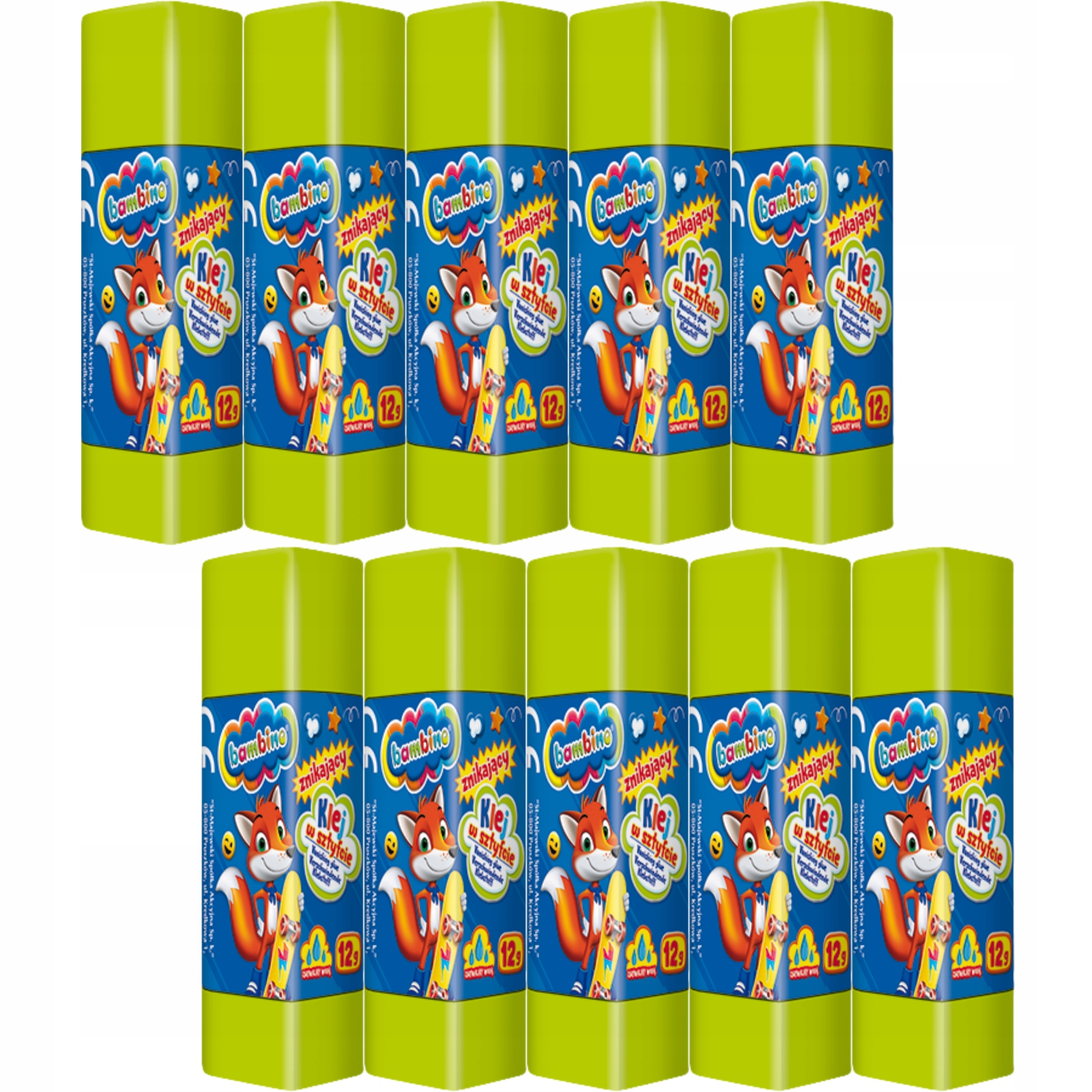 

10x Klej w Sztyfcie Znikający 12g Mini Zoo Bambino