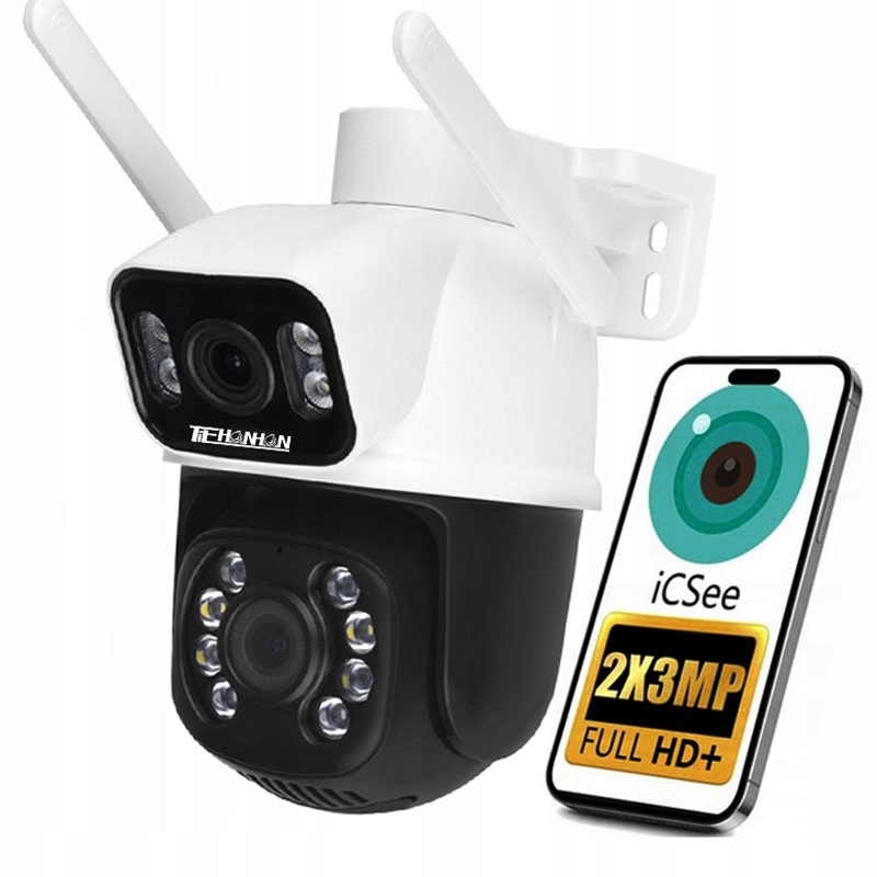 Venkovní Otočná Wifi Kamera Ip 6MPx 3MPx +3MPx Ultra Hd Duální Objektivy T-IS06