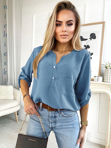 Elegancka modna stylowa BLUZKA damska guziczki kolory PLUS SIZE Materiał dominujący poliester