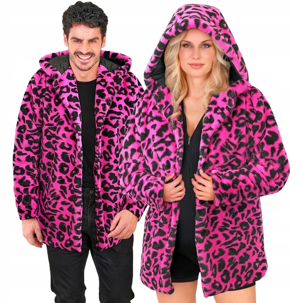 Plyšový Kabát S Kapucí Kapucí S Leopardím Potiskem S Leopardím Vzorem A Černý, Karneval L/XL